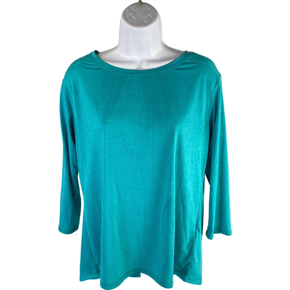 Women’s Teal 3/4 Sleeve Boatneck Top - Picture 1 of 4
